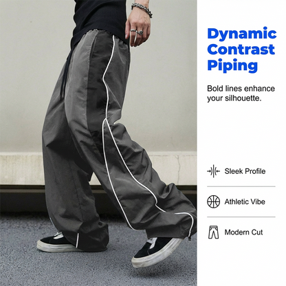 Men's Retro Side Stripe Wide-Leg Pants