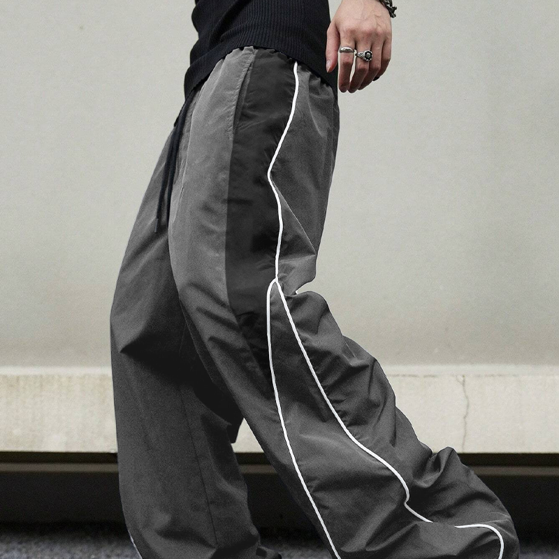 Men's Retro Side Stripe Wide-Leg Pants