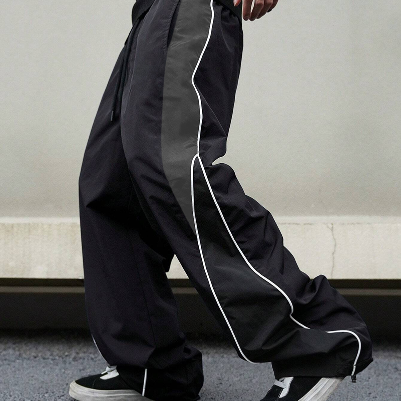 Men's Retro Side Stripe Wide-Leg Pants