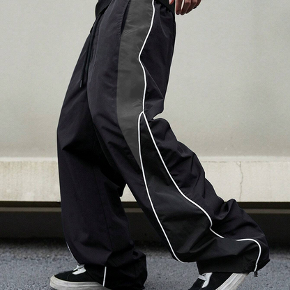 Men's Retro Side Stripe Wide-Leg Pants
