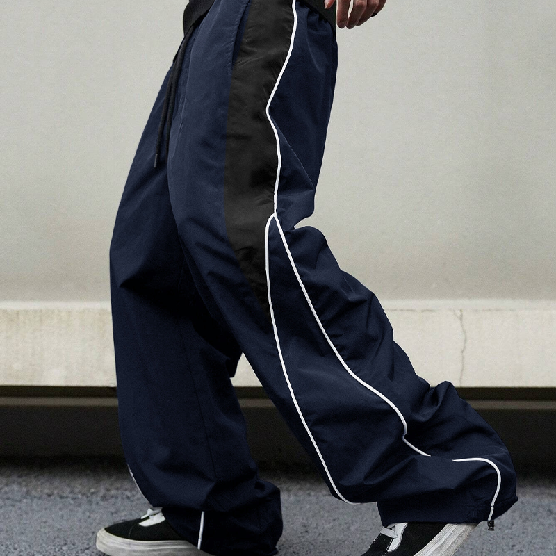 Men's Retro Side Stripe Wide-Leg Pants