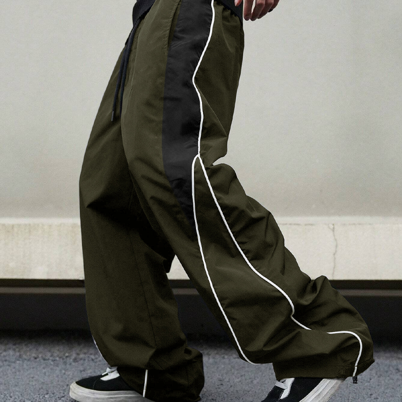 Men's Retro Side Stripe Wide-Leg Pants