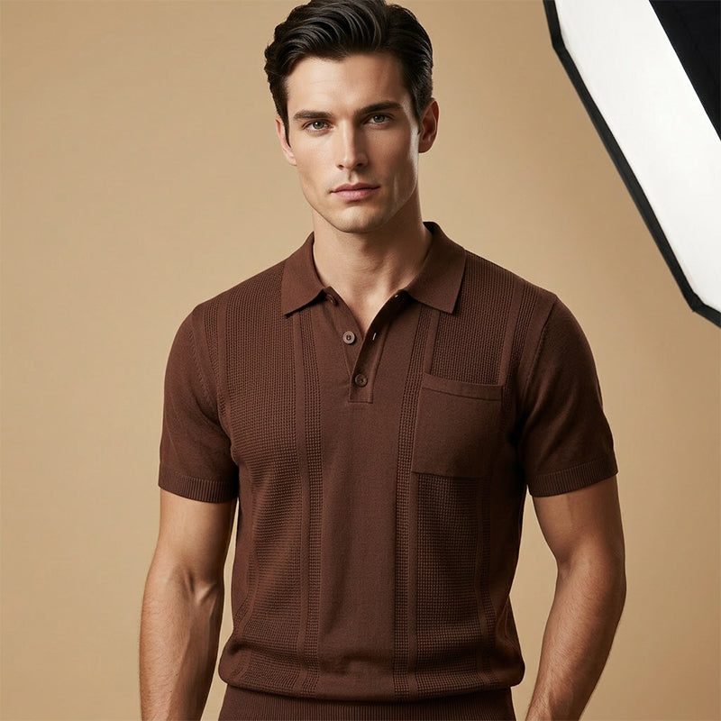 Men's Short Sleeve Knit Collared Shirt