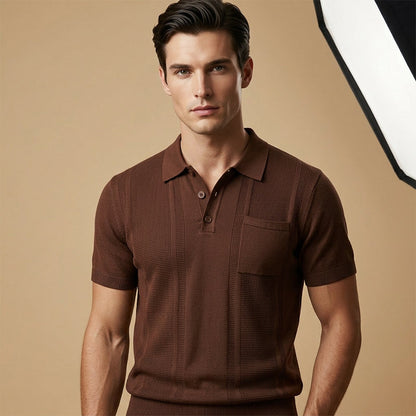 Men's Short Sleeve Knit Collared Shirt