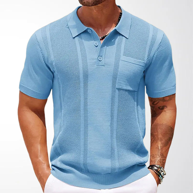 Men's Short Sleeve Knit Collared Shirt