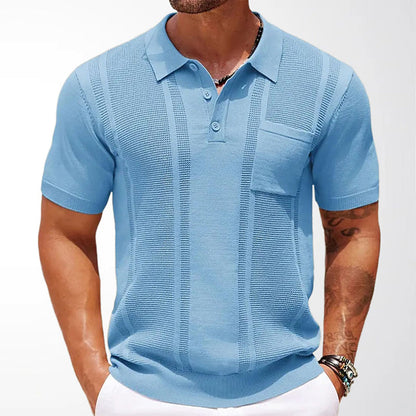 Men's Short Sleeve Knit Collared Shirt