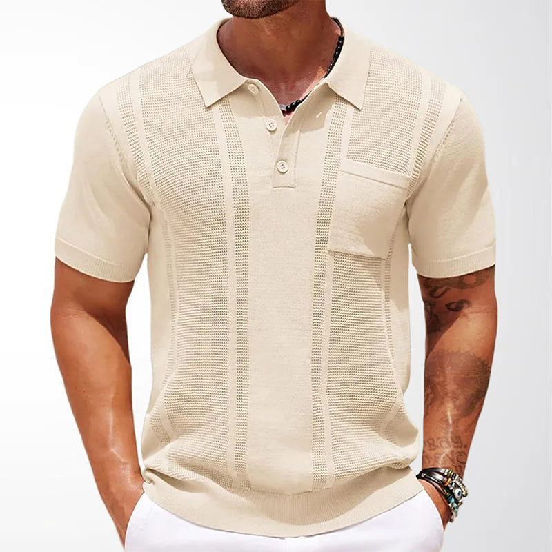 Men's Short Sleeve Knit Collared Shirt