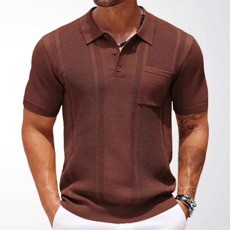 Men's Short Sleeve Knit Collared Shirt