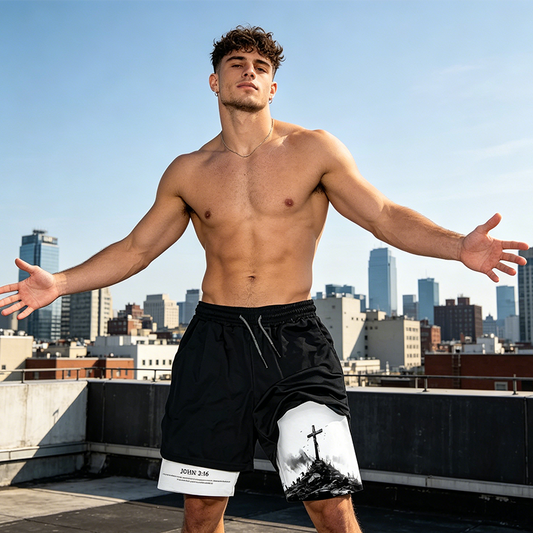 Men's 2-in-1 Faith & Fitness Athletic Shorts