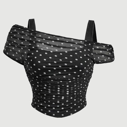 Women's Asymmetrical Ruched Mesh Top