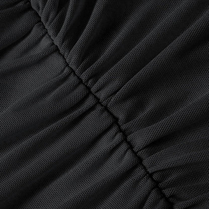 Women's Asymmetrical Ruched Mesh Top