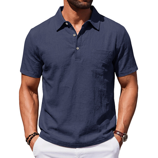 🥳2026 HOT SALE🥳Men's Cotton Linen Short Sleeve Collared Shirt