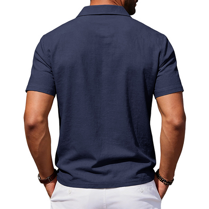 🥳2026 HOT SALE🥳Men's Cotton Linen Short Sleeve Collared Shirt