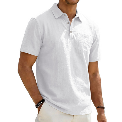 🥳2026 HOT SALE🥳Men's Cotton Linen Short Sleeve Collared Shirt