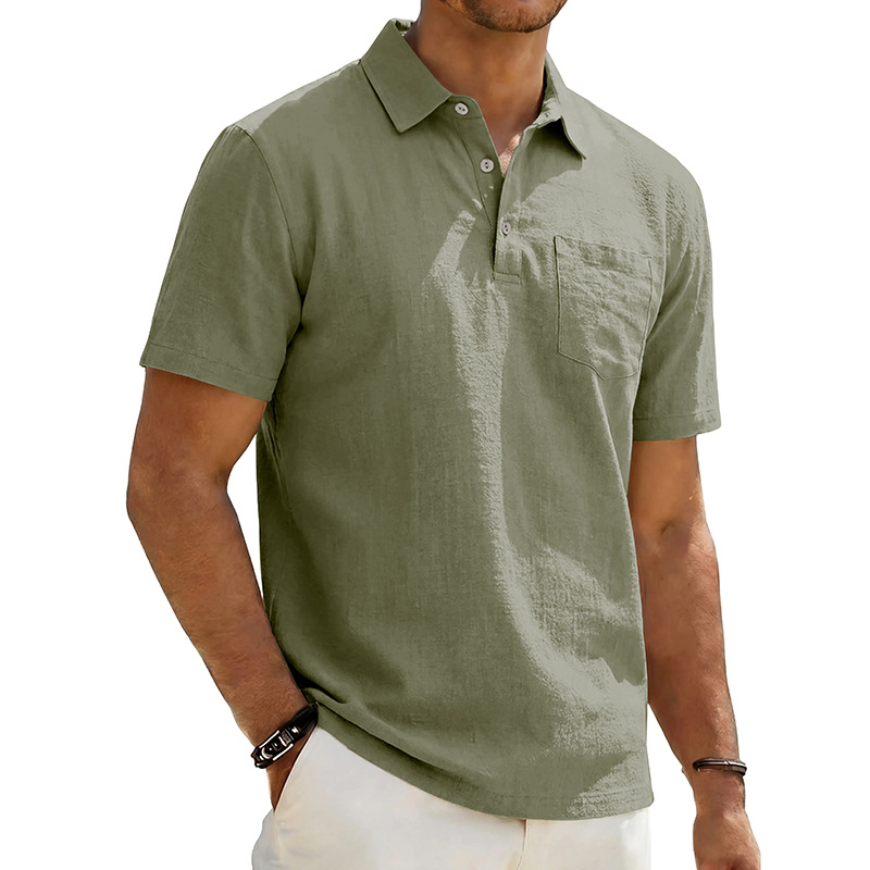 🥳2026 HOT SALE🥳Men's Cotton Linen Short Sleeve Collared Shirt
