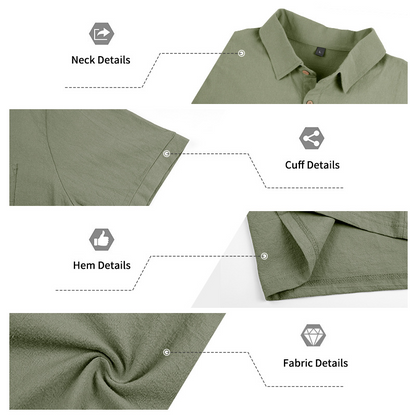 🥳2026 HOT SALE🥳Men's Cotton Linen Short Sleeve Collared Shirt