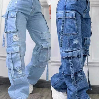 👖 Women's High-Waist Baggy Cargo Jeans ✨