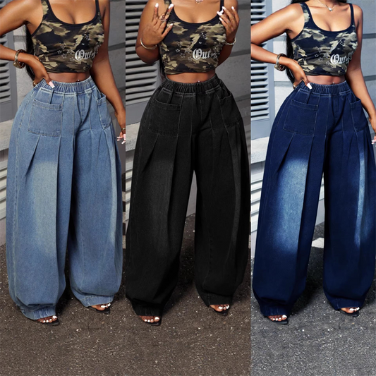 Women's Plus Size Baggy Wide-Leg Jeans