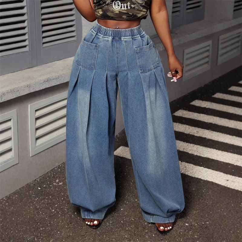 Women's Plus Size Baggy Wide-Leg Jeans