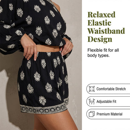 🌴50% OFF NOW!👙 Bohemian Off-Shoulder Jumpsuit Set – Vintage Print & Pockets – Relaxed Vacation Romper 📸