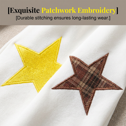 Star Patch Baggy Pants with Decorative Straps