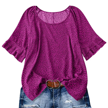 Women's Abstract Print Ruffle Sleeve Blouse