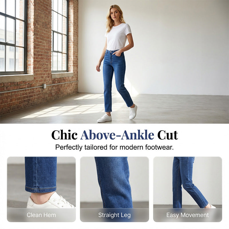 Women's High-Waist Straight Jeans