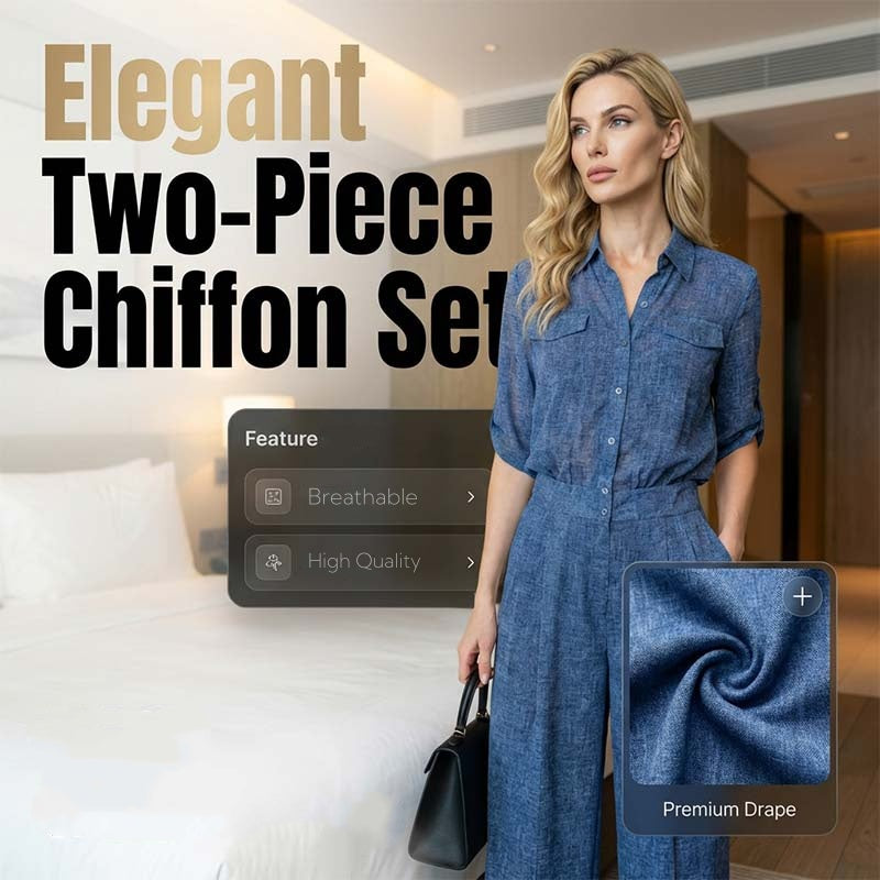 Elegant Chiffon Shirt & Wide-Leg Pants Set