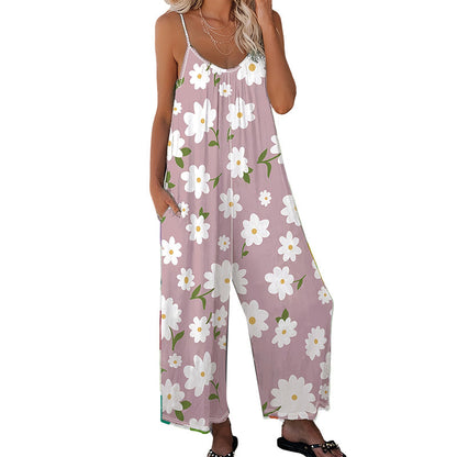💐Women's Floral Print Wide Leg Jumpsuit