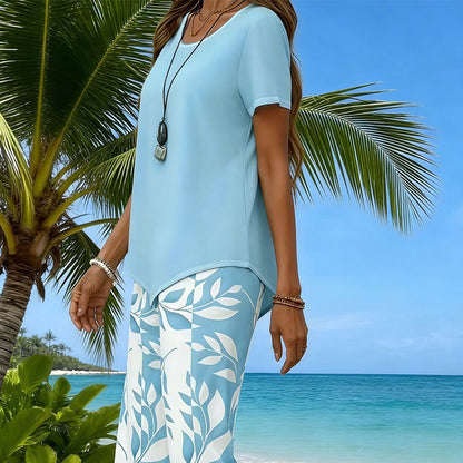 Women's Asymmetrical Top & Capri Pants 2-Piece Set