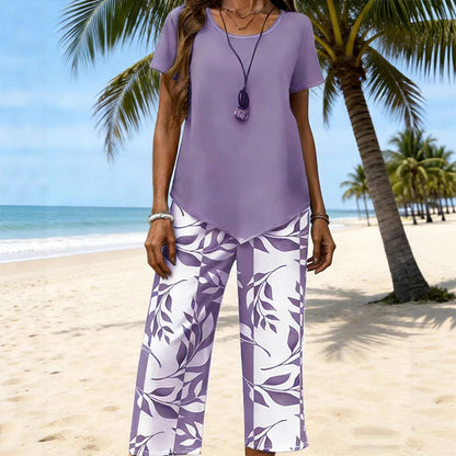 Women's Asymmetrical Top & Capri Pants 2-Piece Set