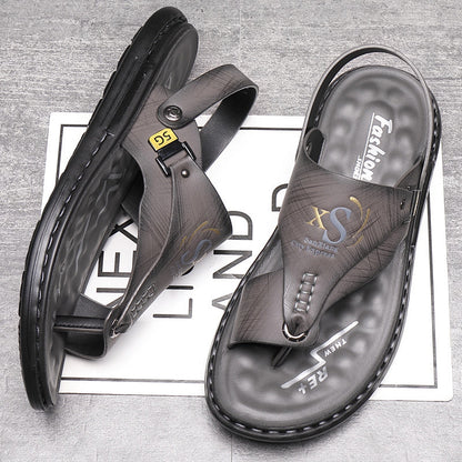 Breathable Soft Leather Outdoor Sandals for Men in Plus Sizes