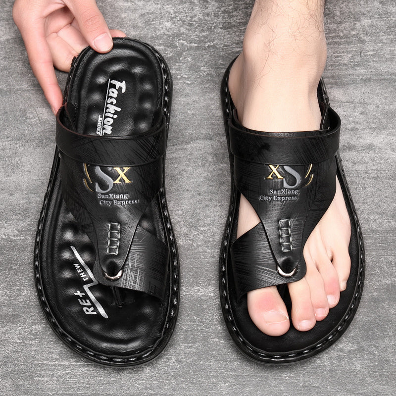 Breathable Soft Leather Outdoor Sandals for Men in Plus Sizes