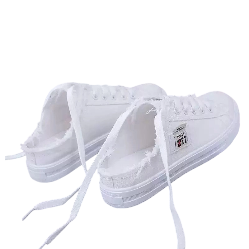 Women's Denim Mule Sneakers – Frayed Edges, Slip-On & Flat Sole – Effortlessly Cool & Comfortable ✨