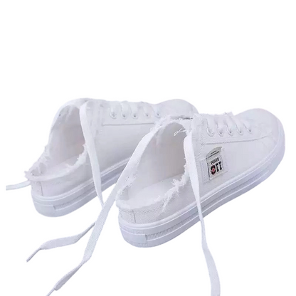 Women's Denim Mule Sneakers – Frayed Edges, Slip-On & Flat Sole – Effortlessly Cool & Comfortable ✨