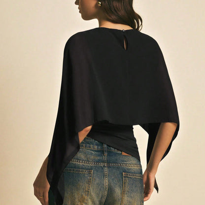 Women's Elegant Chiffon Cape Sleeve Top