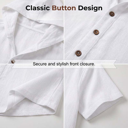 Men's Casual Short Sleeve Hoodie Shirt