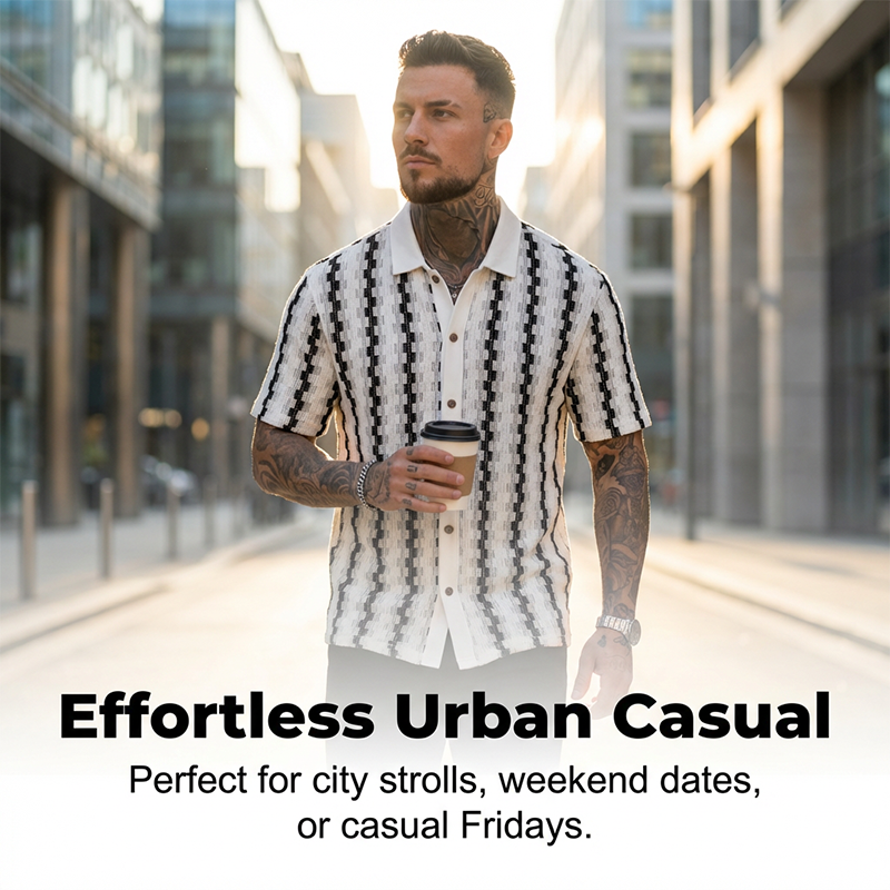 ✨Men's Short Sleeve Retro Geometric Knit Shirt
