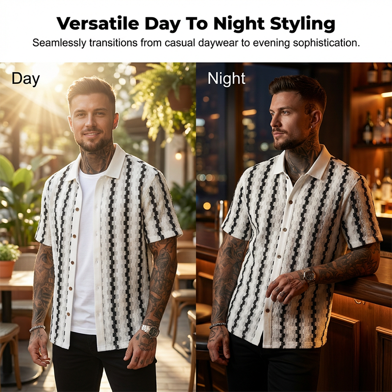 ✨Men's Short Sleeve Retro Geometric Knit Shirt