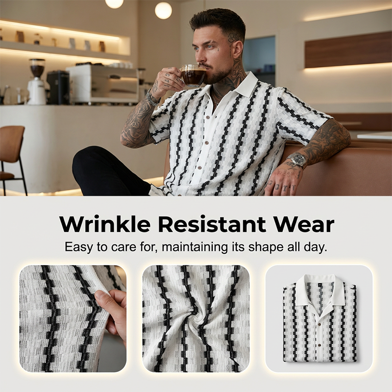 ✨Men's Short Sleeve Retro Geometric Knit Shirt
