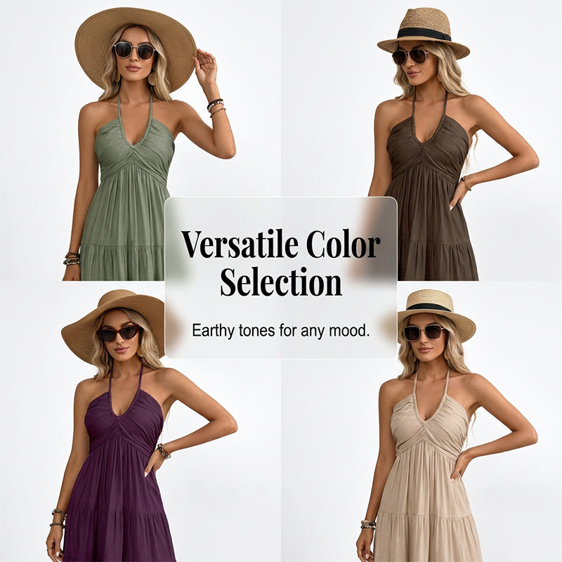 Women's Halter Neck Backless Maxi Dress