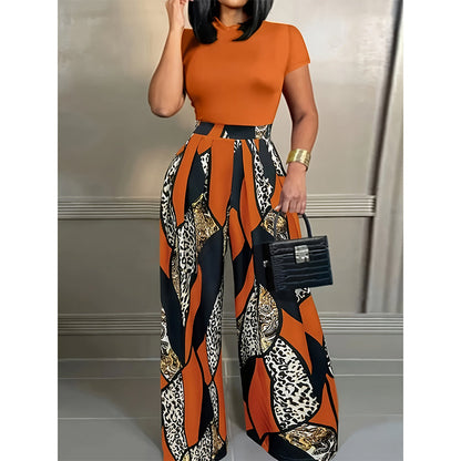 Women's Top & Wide-Leg Pants 2-Piece Set