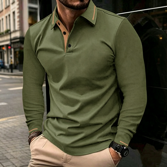 Men's Long Sleeve Contrast Collar Top