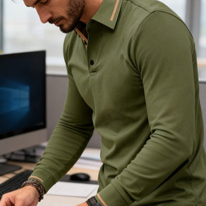 Men's Long Sleeve Contrast Collar Top