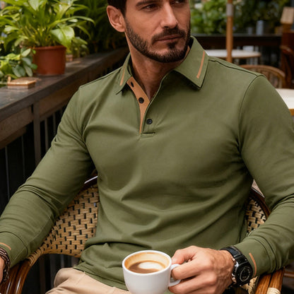 Men's Long Sleeve Contrast Collar Top