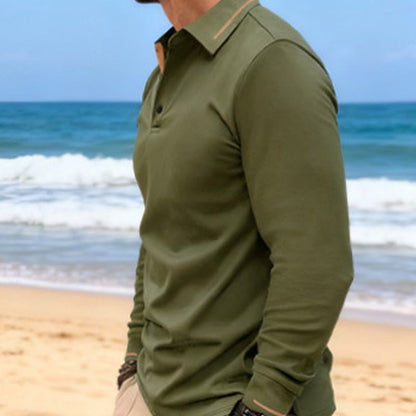 Men's Long Sleeve Contrast Collar Top