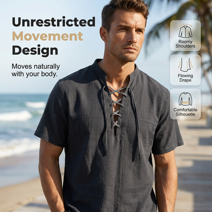 👕 LIMITED-TIME 50% OFF! ✨ Men's Casual Lace-Up Short Sleeve Shirt