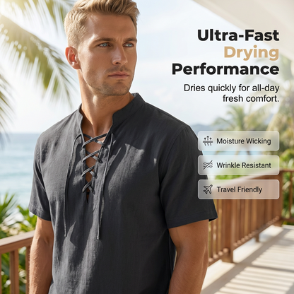 👕 LIMITED-TIME 50% OFF! ✨ Men's Casual Lace-Up Short Sleeve Shirt