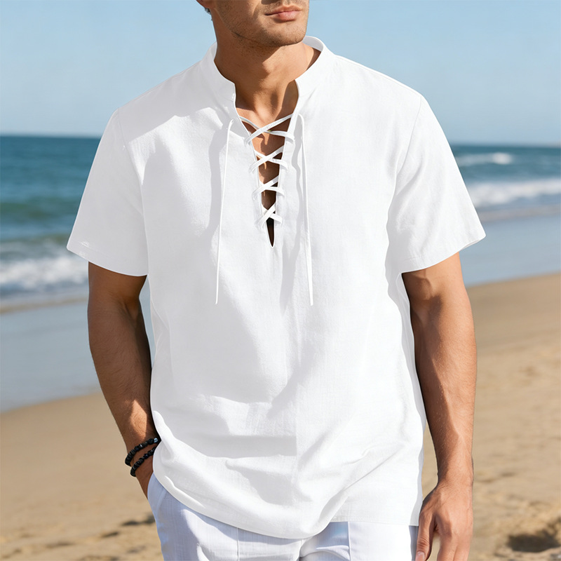 👕 LIMITED-TIME 50% OFF! ✨ Men's Casual Lace-Up Short Sleeve Shirt