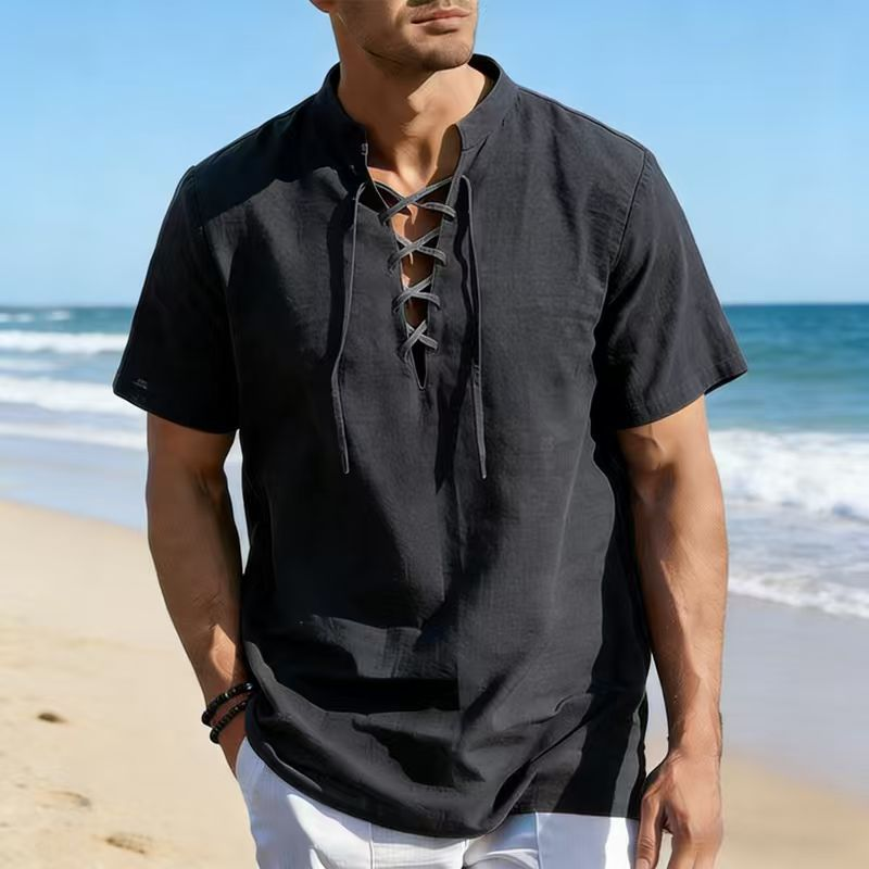 👕 LIMITED-TIME 50% OFF! ✨ Men's Casual Lace-Up Short Sleeve Shirt